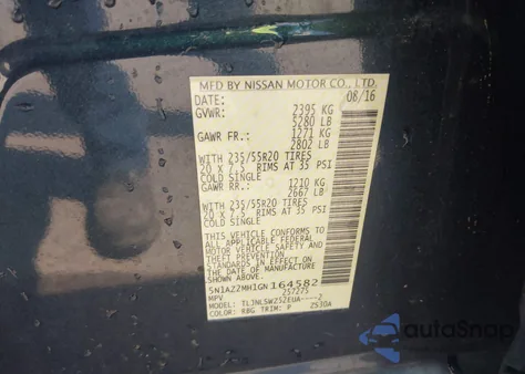 2016 Nissan Murano Platinum from USA, damaged, VIN 5N1AZ2MH1GN164582